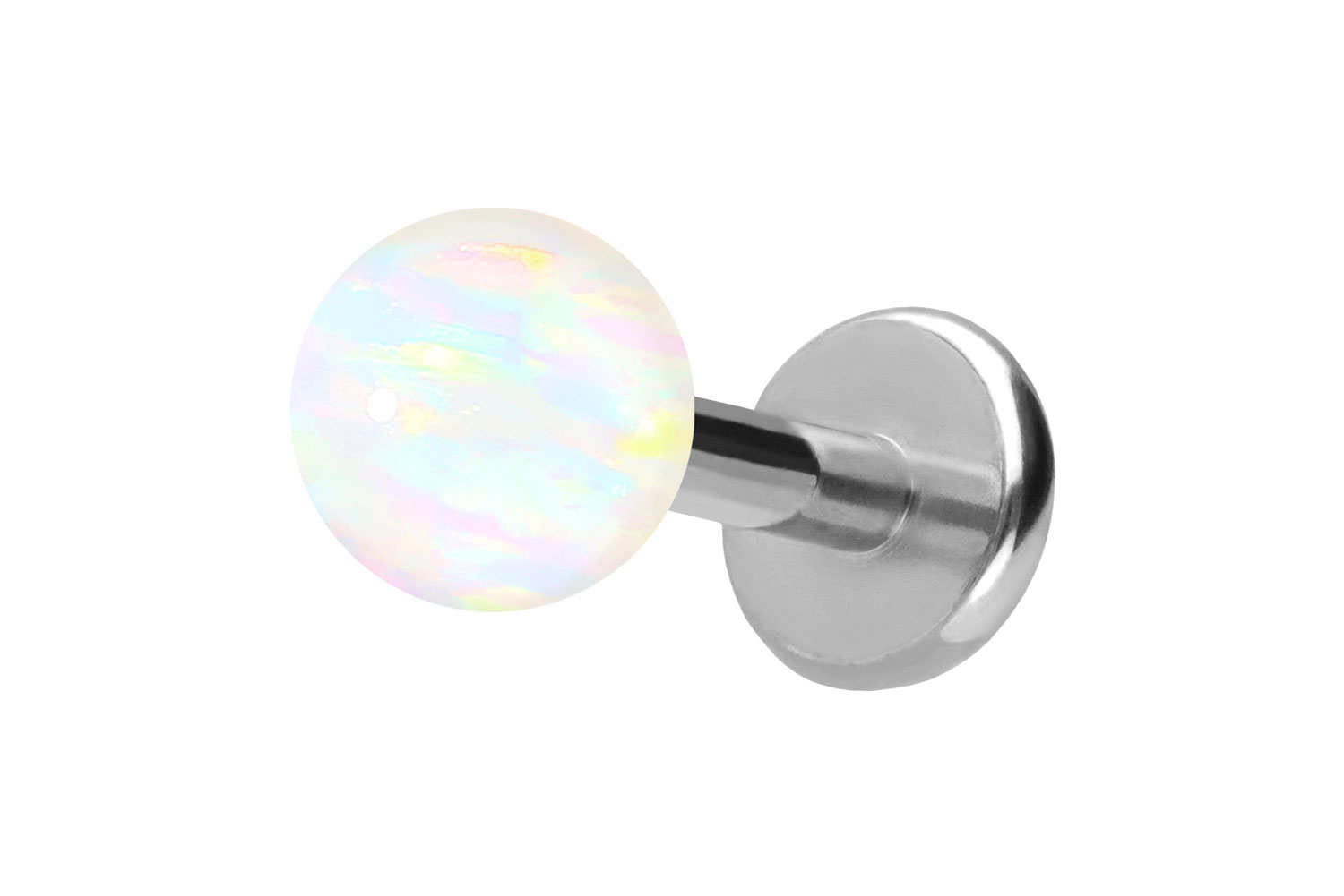 Titan Labret Piercing mit Push Fit SYNTHETISCHER OPAL
